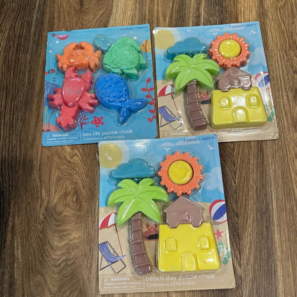 Beach Day and Sea Life Puzzle Chalk Sets